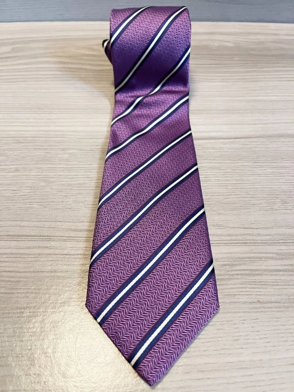 Canali 1934 Purple Striped 100% Silk Italian Designer Men's Necktie